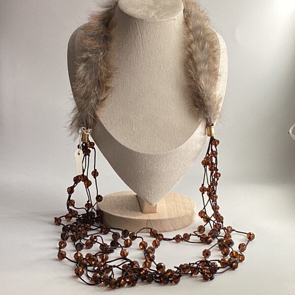 ✨Handmade Long Macramé Necklace – Brown Austrian Crystal Bicone Beads - Picture 3 of 3